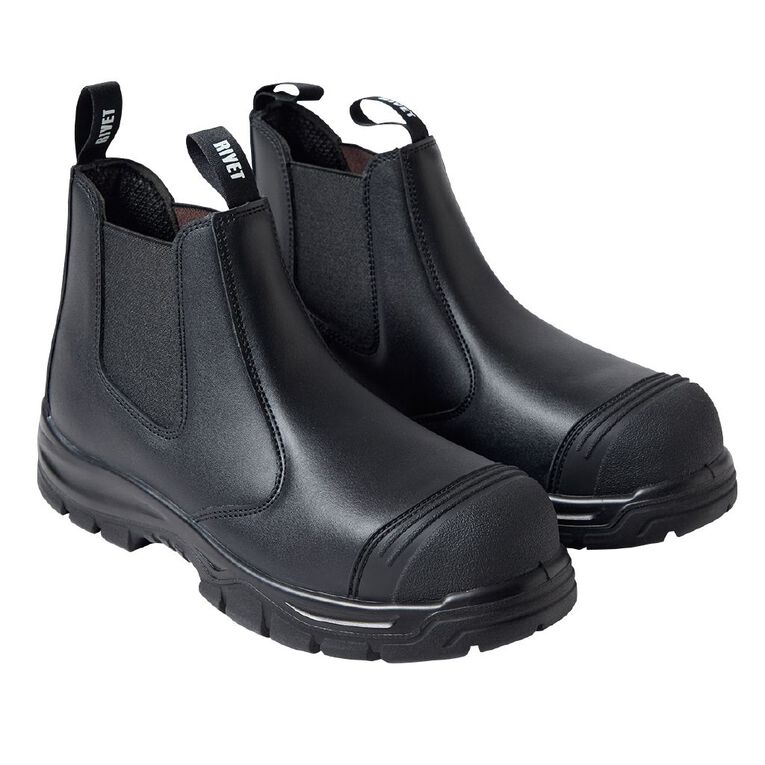 Rivet Men's Recon Steel Toe Work Boots, Black, hi-res