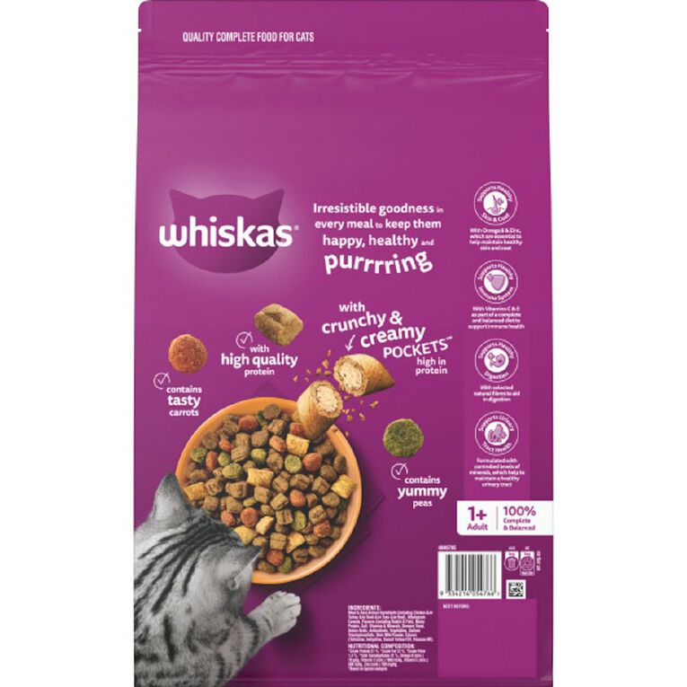 Whiskas Adult Dry Cat Food Chicken & Rabbit 3kg, , hi-res