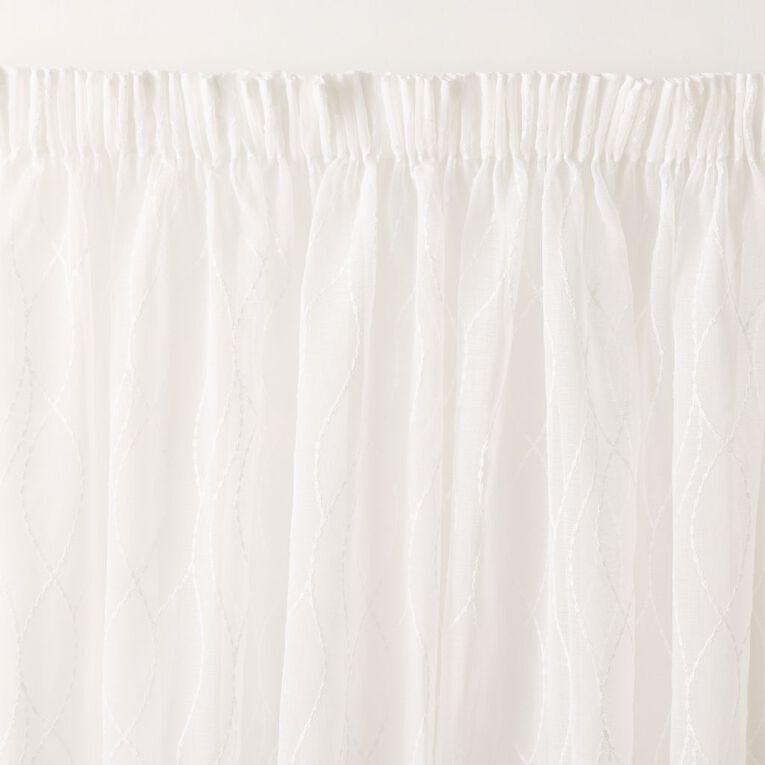 Living & Co Arabesque Voile White 90-180cm Wide/135cm Drop, , hi-res