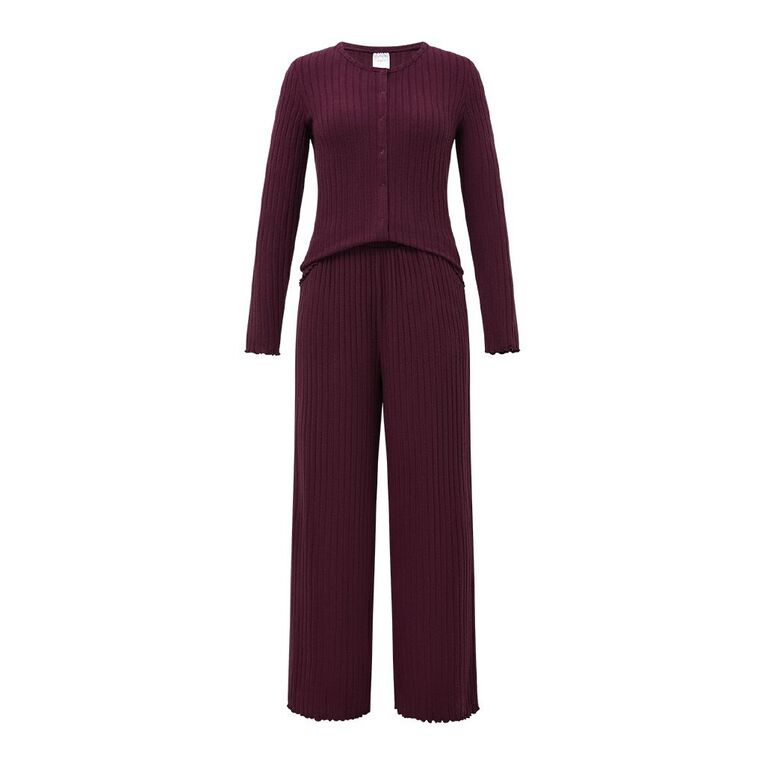 H&H Women's Brushed Rib Lounge Set, Red Mid, hi-res