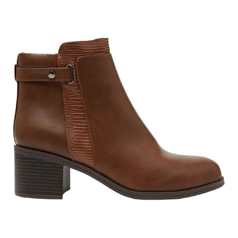 H&H Women's Panel Stud Boots, Brown, hi-res