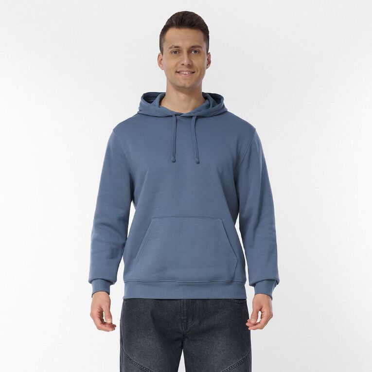 H&H Men's Plain Hoodie Sweatshirt, Blue Mid, hi-res