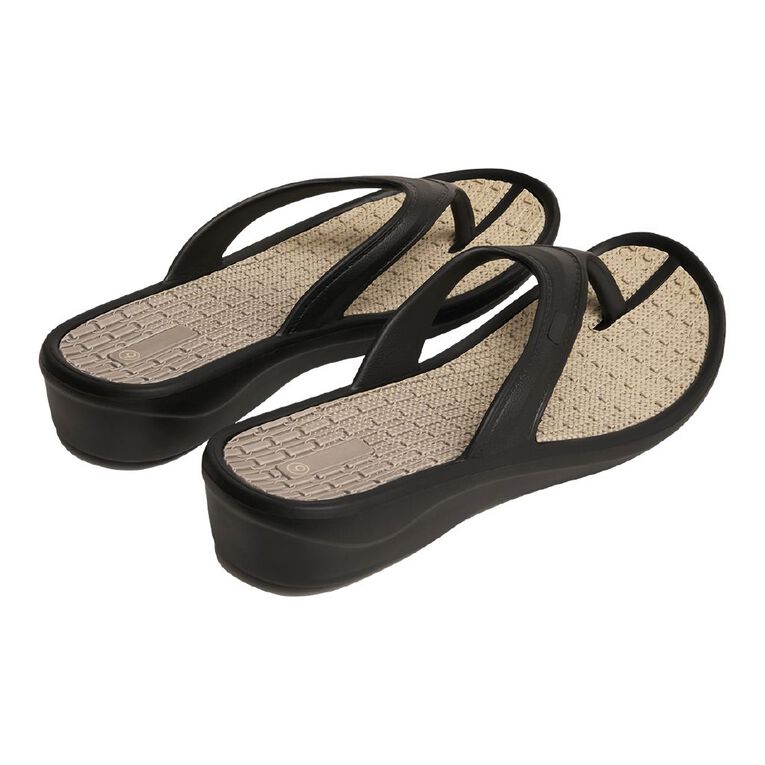 H&H Women's Sporty Jandals, Black, hi-res