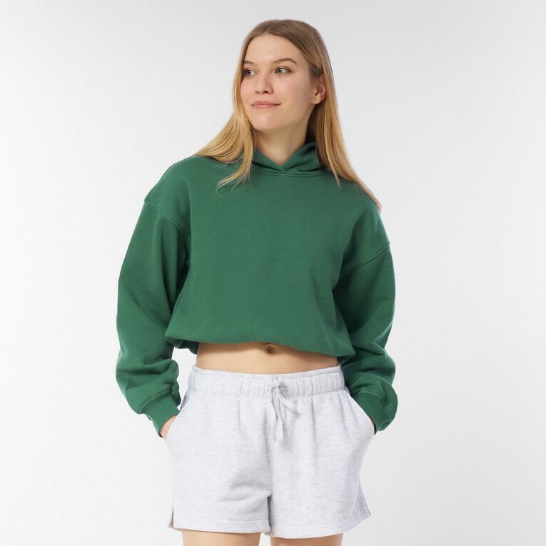 H&H Women's Long Sleeve Bubble Hem Hoodie, Green Mid, hi-res