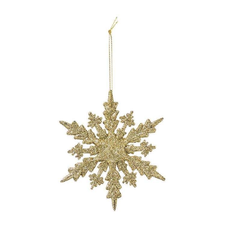 Wonderland Tree Decorations Snowflake 10cm Gold 3 Pack, , hi-res