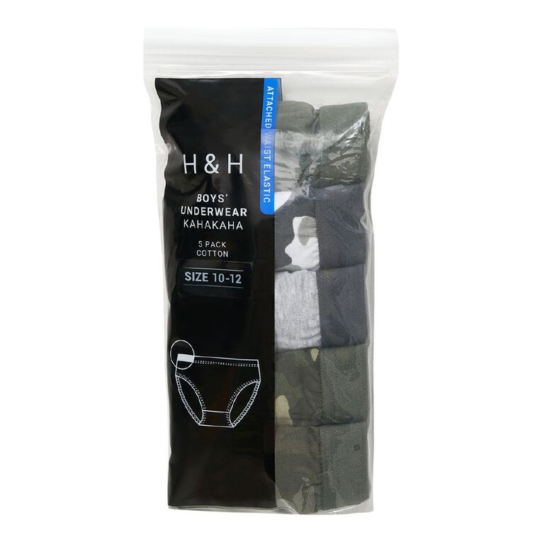 H&H Boys' Briefs 5 Pack, Khaki, hi-res