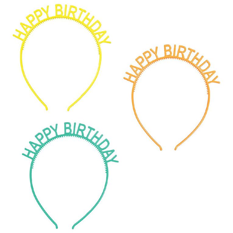 Party Inc Happy Birthday Headbands 3 Pack, , hi-res