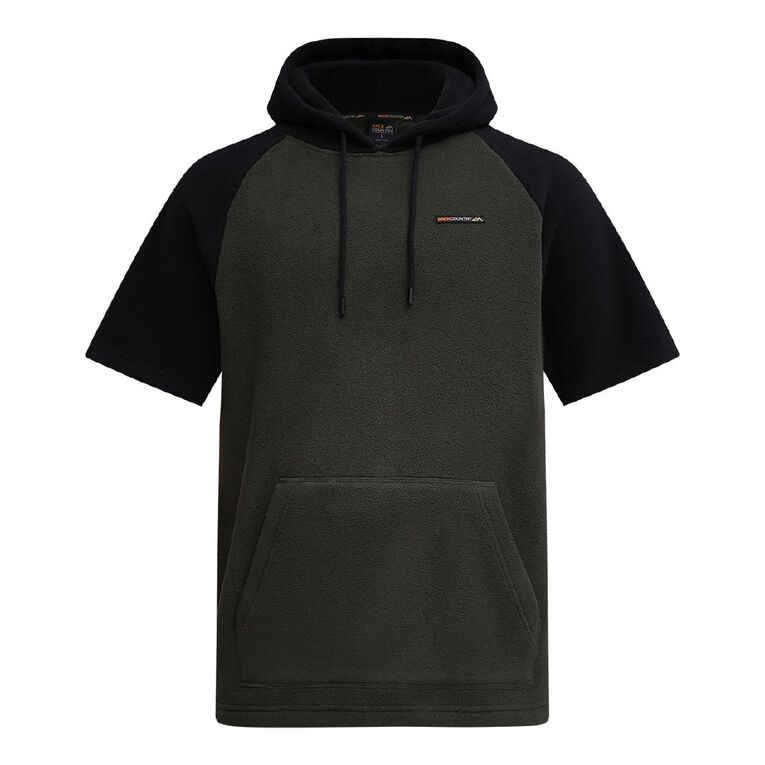 Back Country Adults' Short Sleeve Fleece Hooded Tee, Green/Black, hi-res