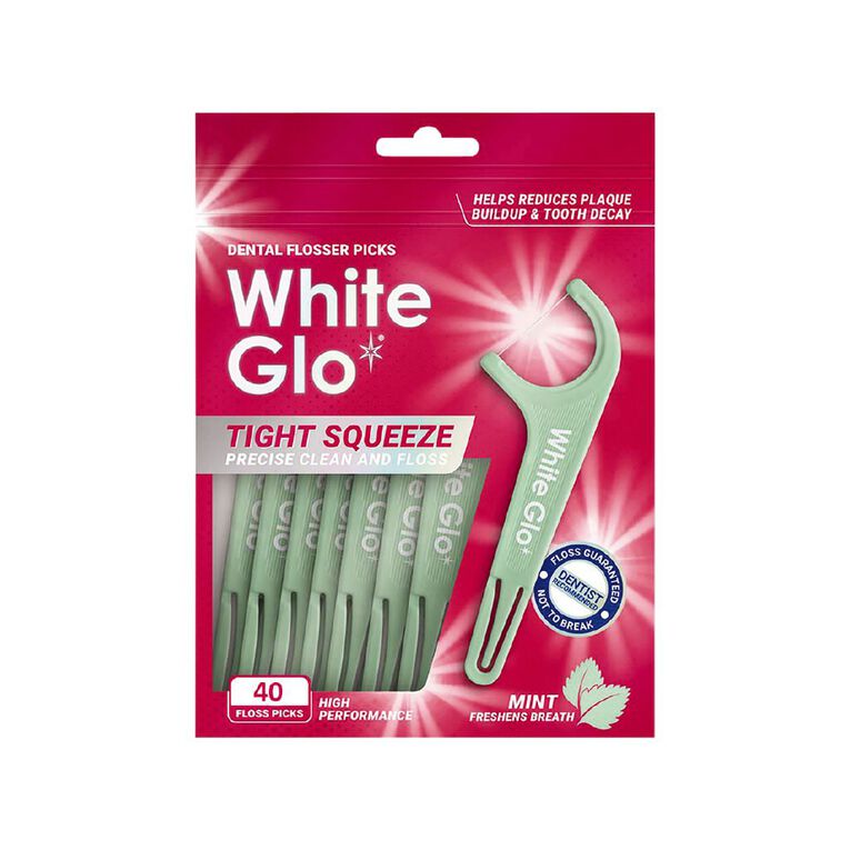 White Glo Tight Fit Mint Flosser 40 Pack, , hi-res