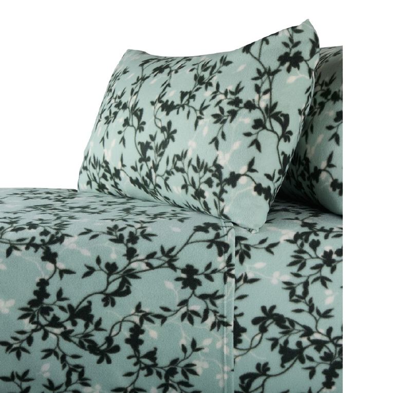 Living & Co Polar Flannel Printed Sheet Set Green King, , hi-res