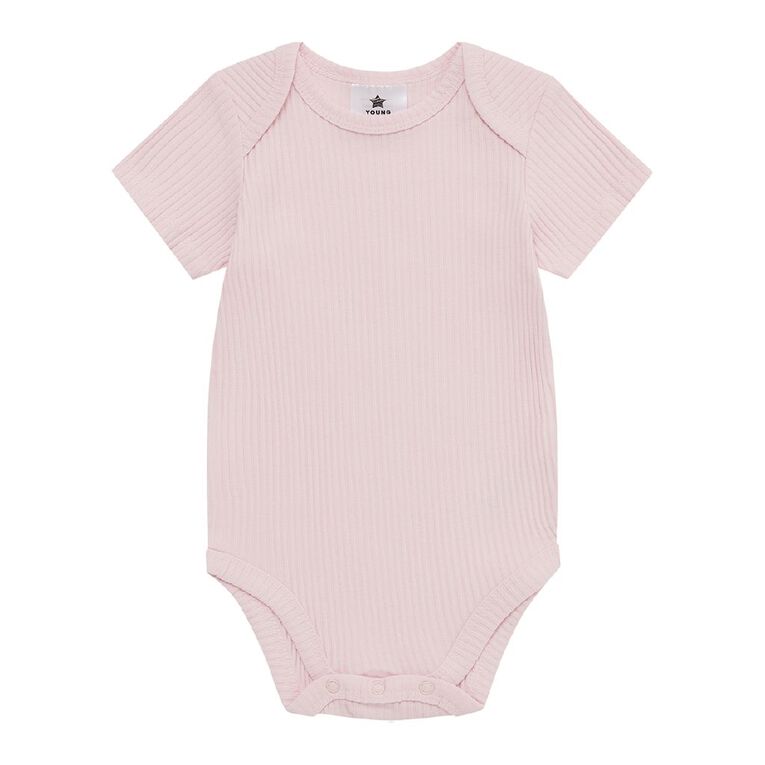 Young Original Babys' Short Sleeve Rib Bodysuit 3 Pack, Purple Light, hi-res