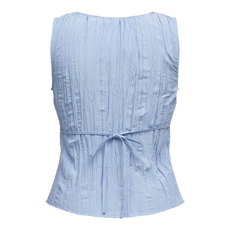 H&H Women's Sleeveless Crinkled VNeck Cami, Blue Light, hi-res