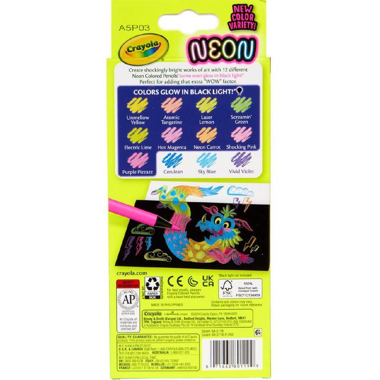 Crayola Neon Colored Pencils 12 Pack, , hi-res