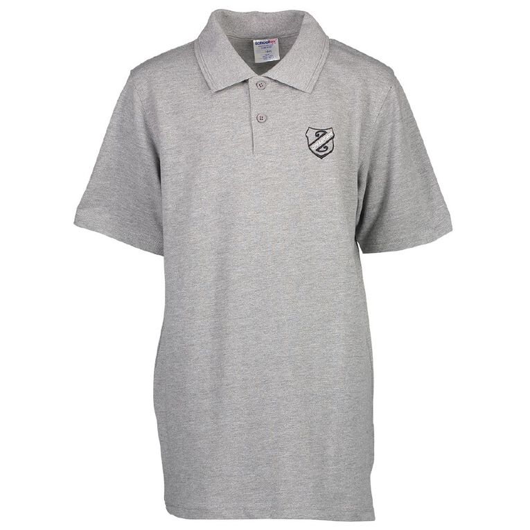Schooltex Chaucer Short Sleeve Polo with Embroidery, Grey Marle, hi-res
