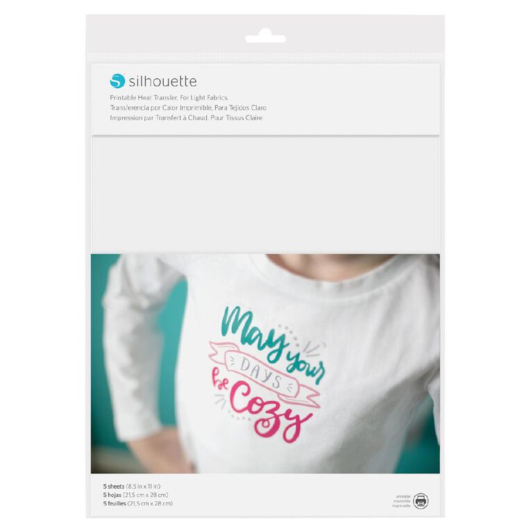 Silhouette Printable Htv For Light Fabric 8.5 x11 inch 5 Sheets, , hi-res