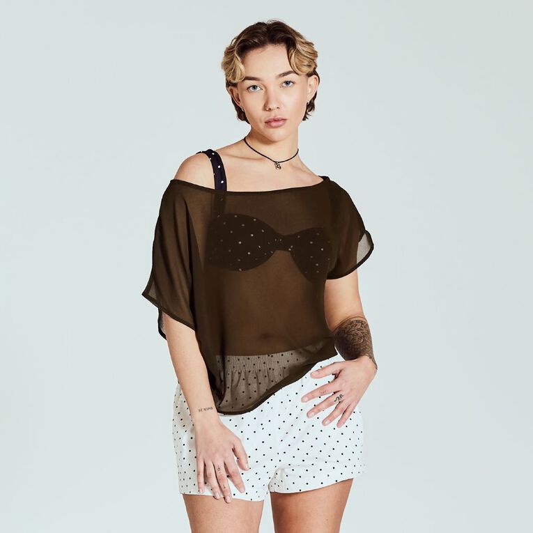 BRDRLESS Taya Chiffon Assymetric Top, Green Dark, hi-res