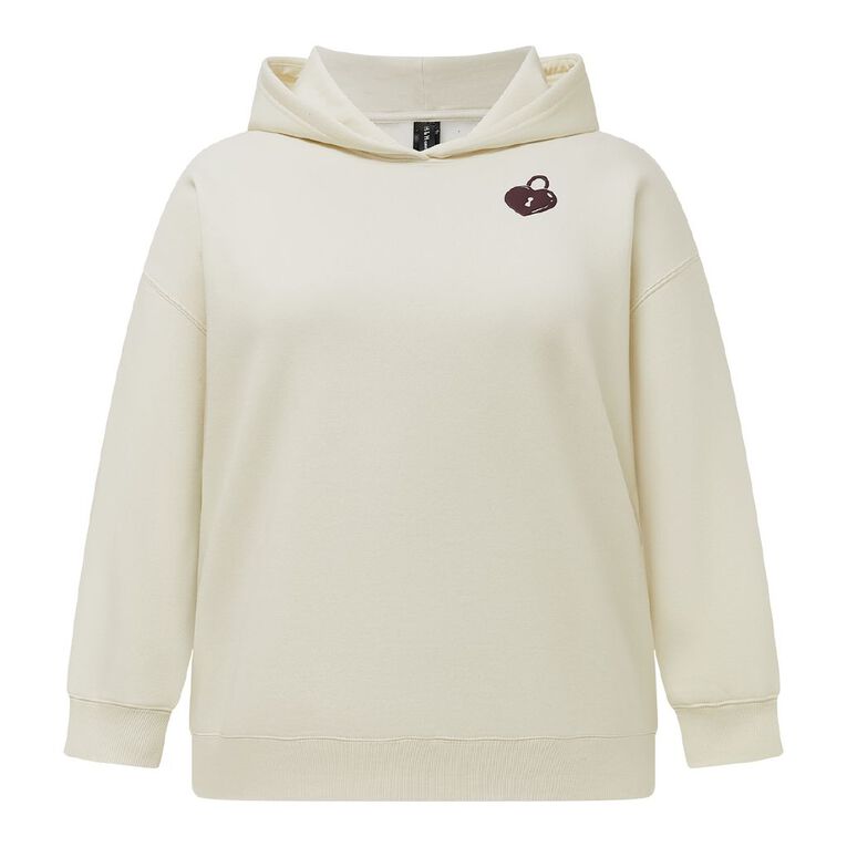 H&H Curve Women's Graphic Hoodie, Cream, hi-res