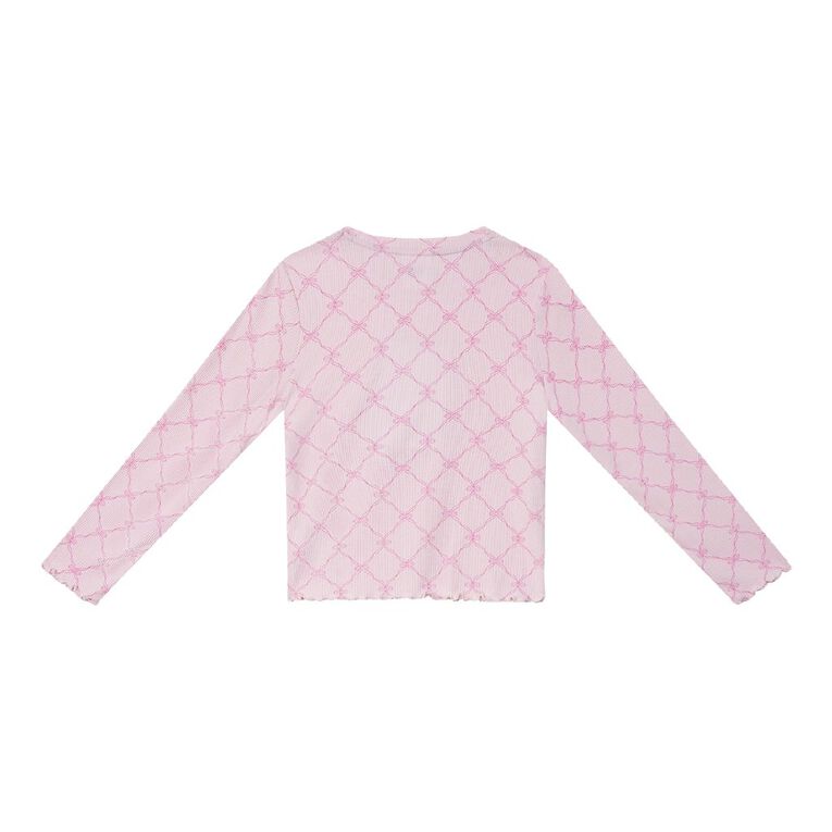 Young Original Long Sleeve All Over Print Rib Top, Pink Light, hi-res