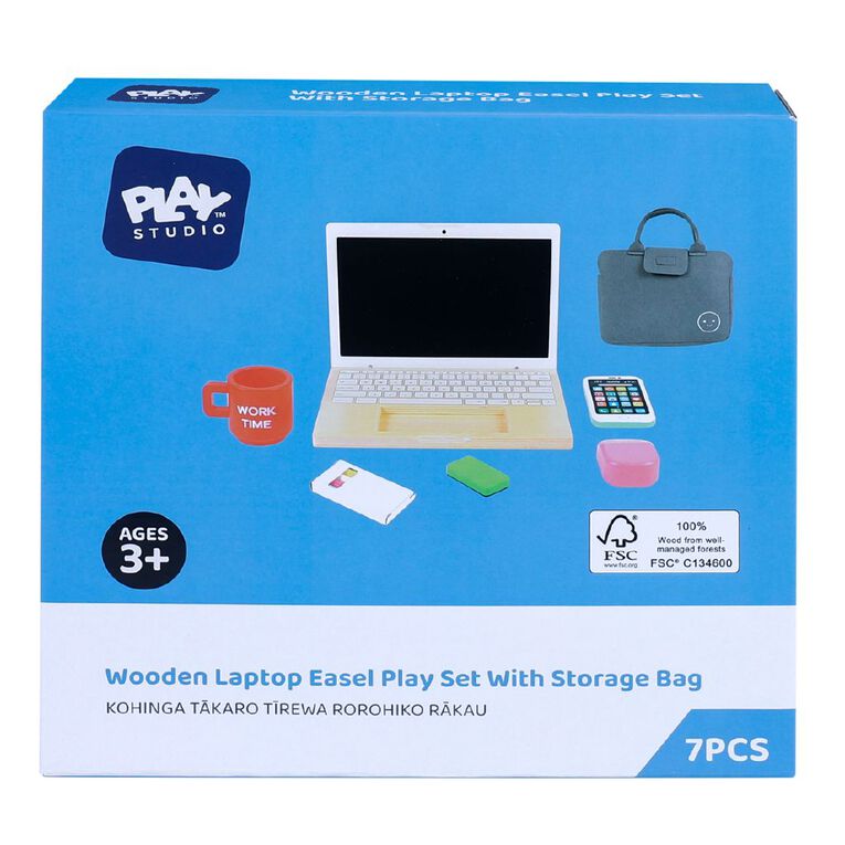 Play Studio Wooden Laptop Easel Play Set With Storage Bag, , hi-res