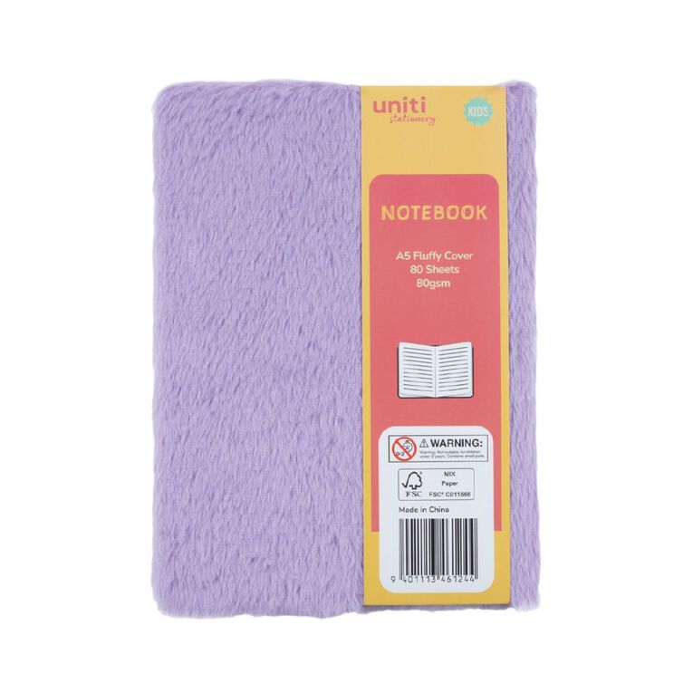 Uniti Kids A5 Fluffy Rainbow Notebook, , hi-res
