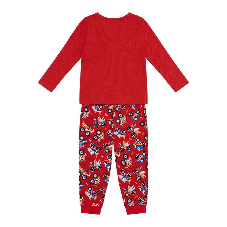 H&H Boys' Waffle and Flanelette Pyjama Set, Red Mid, hi-res