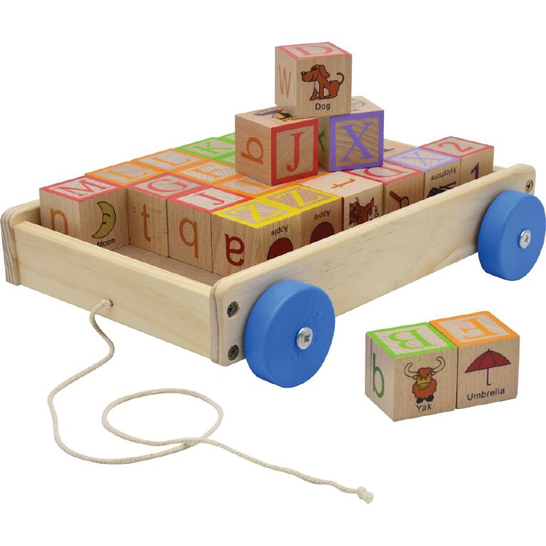 Wooden Wagon with Blocks The Warehouse