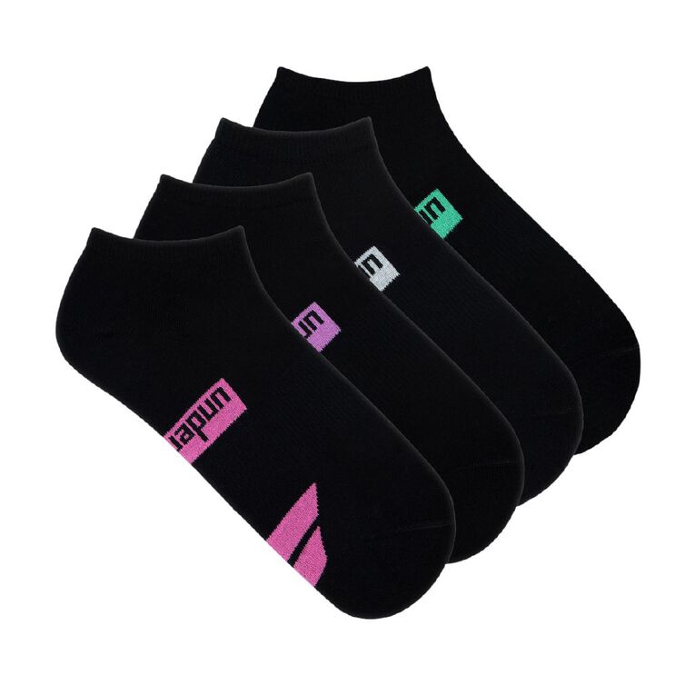Underworks Women's Low Cut Sport Socks 4 Pack, Black3, hi-res