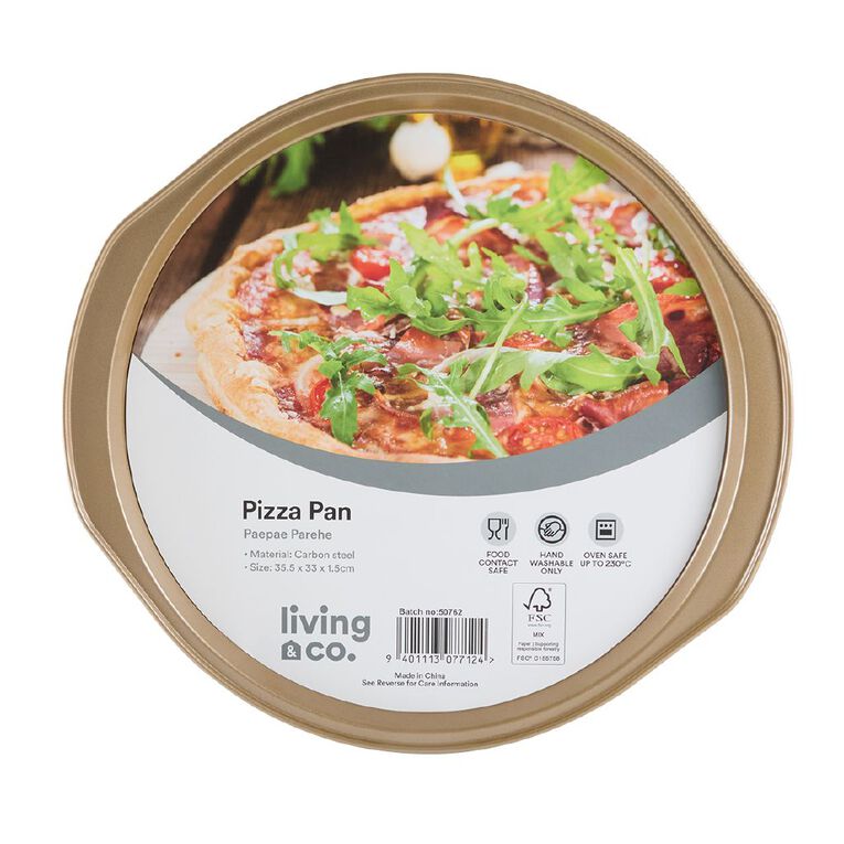 Living & Co Heavy Gauge Pizza Pan Gold, , hi-res