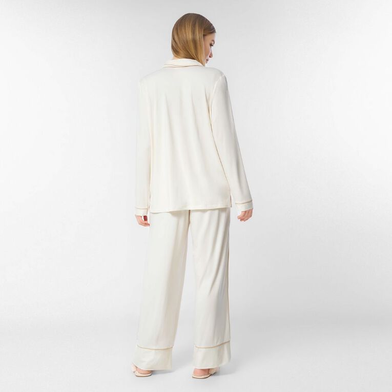 H&H Women's Comfy Button Up Pyjama Set, White, hi-res