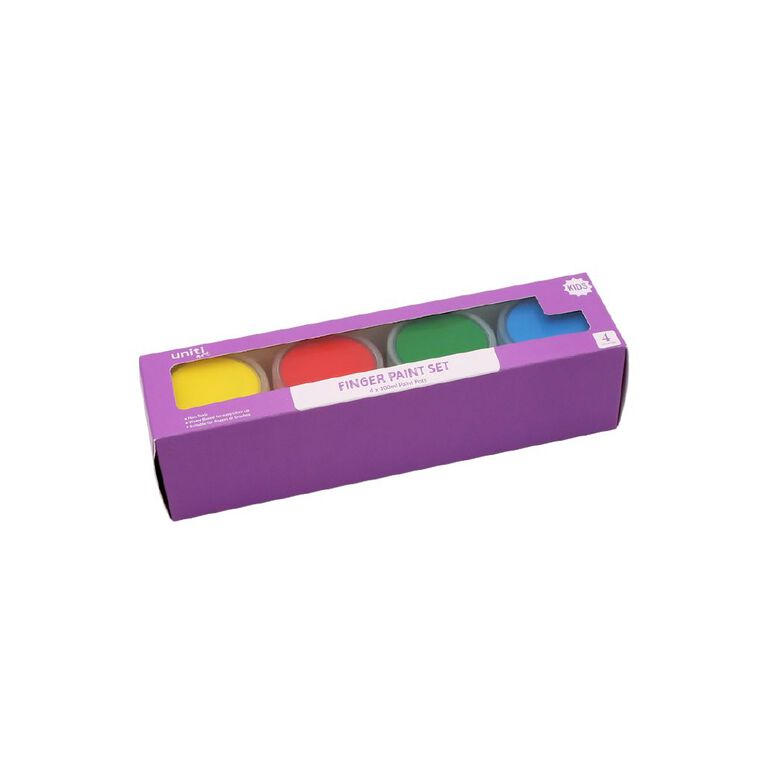 Uniti Kids Finger Paint Set 100ml 4 Pack, , hi-res