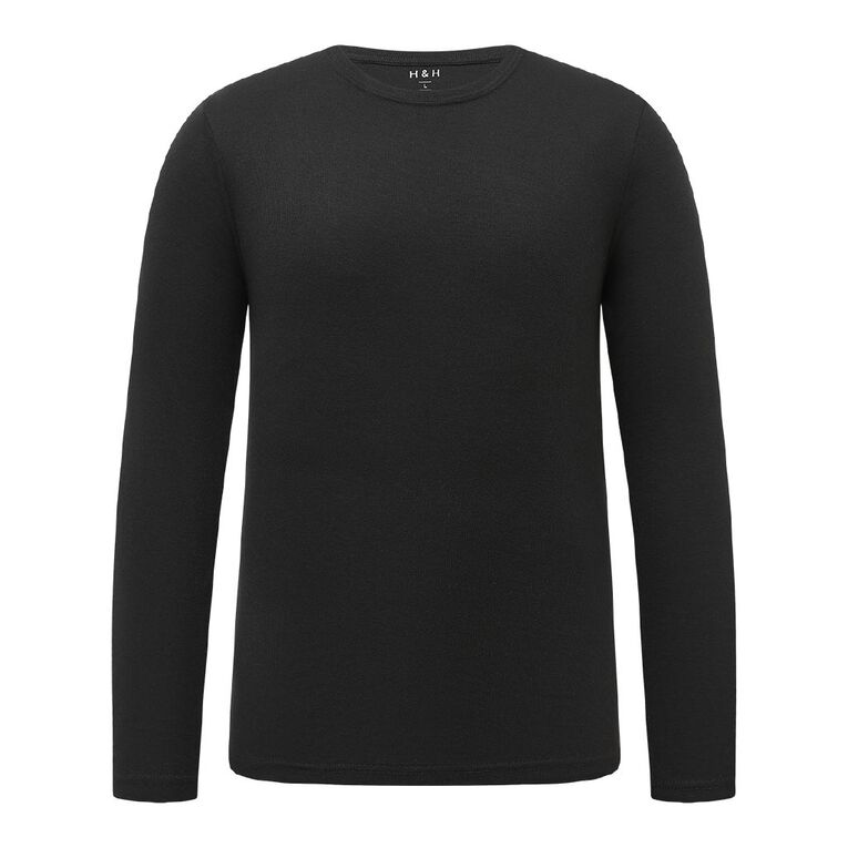 H&H Men's Long Sleeve Thermal Top, Black, hi-res