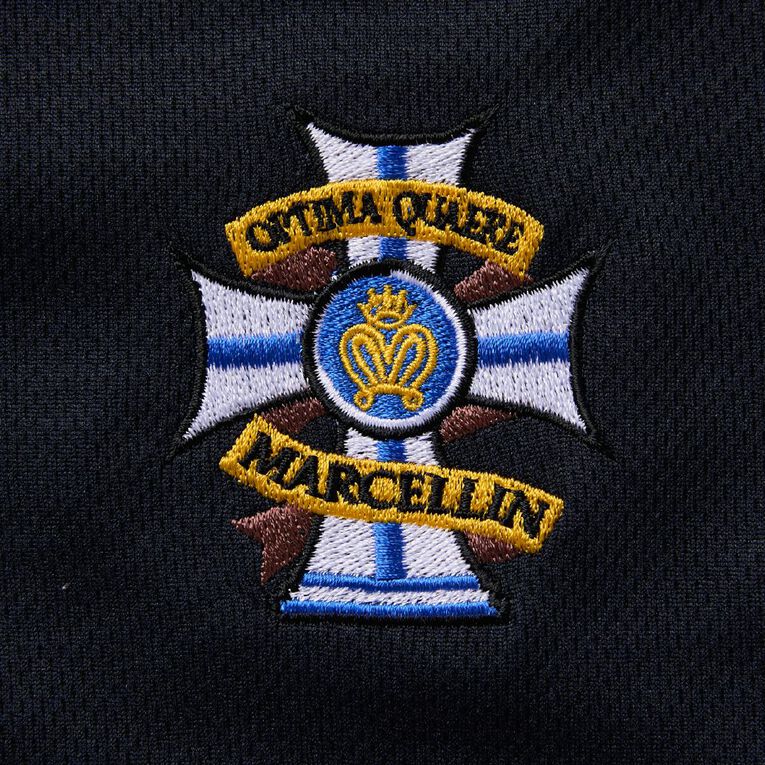 Schooltex Marcellin College PE Polo with New Embroidery, Navy/Gold, hi-res