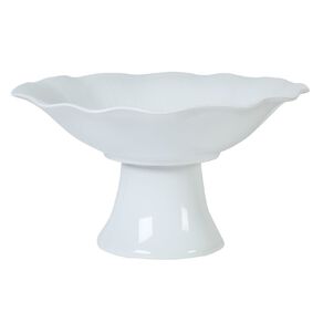Living & Co Ruffle Pedestal Bowl White 26cm