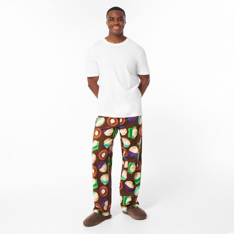 South Park Men's Flannelette Pyjama Pants, Brown Dark, hi-res
