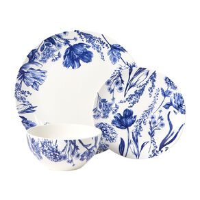 Living & Co Colonial Rose 12 Piece Dinner Set White/Blue