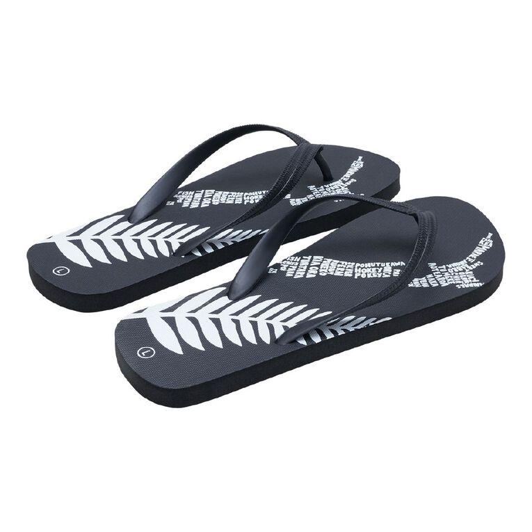 H&H Men's Printed Jandals, Black, hi-res