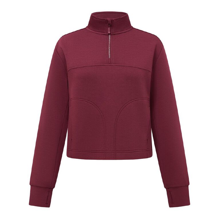 Active Intent Women's Scuba Qtr Zip Sweat, Red Dark, hi-res