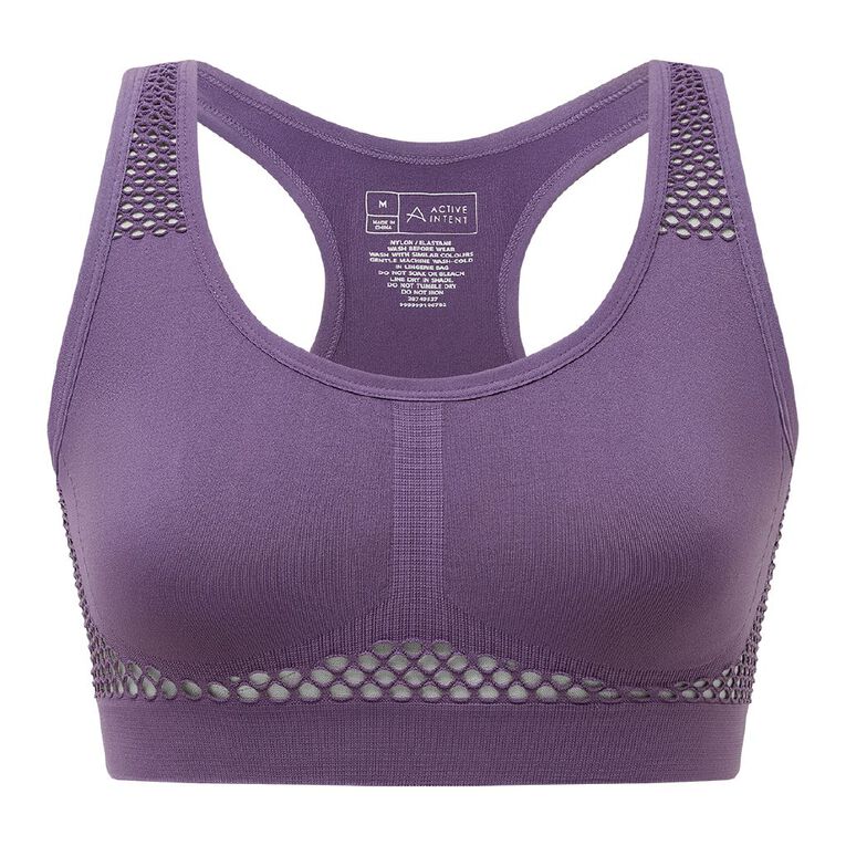 Active Intent Women's Wirefree Seamfree Crop, Purple Dark, hi-res