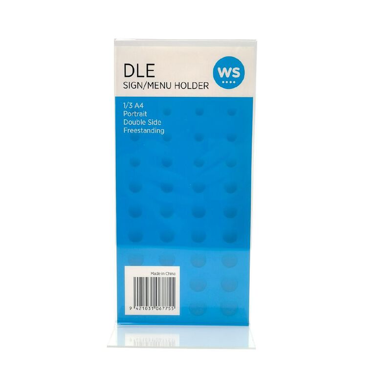 WS Double Sided Portrait DLE Menu/Holder Clear, , hi-res