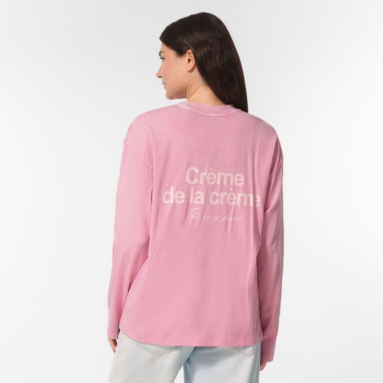 H&H Women's Long Sleeve Graphic Print Tee, Pink Mid, hi-res