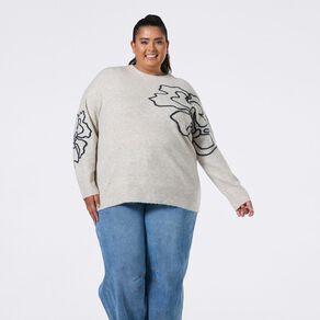 H&H Curve Women's Intarsia Knit Crew