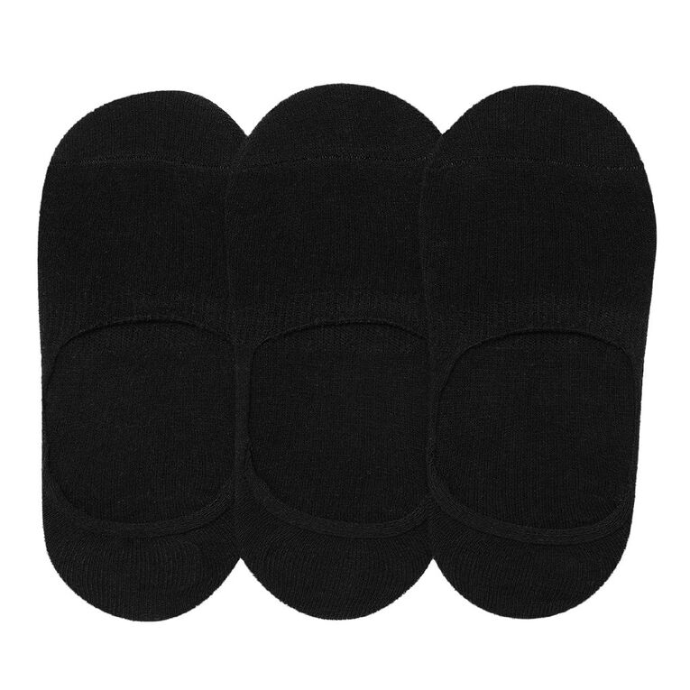 H&H Women's No Show Socks 3 Pack, Black, hi-res