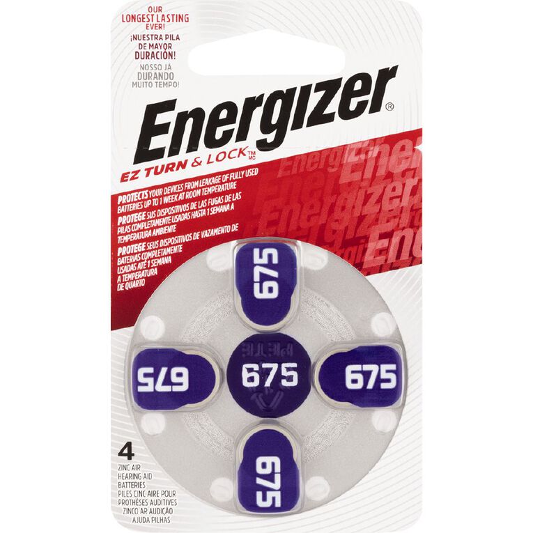 Energizer Hearing Aid Batteries AZ675 4 Pack, , hi-res