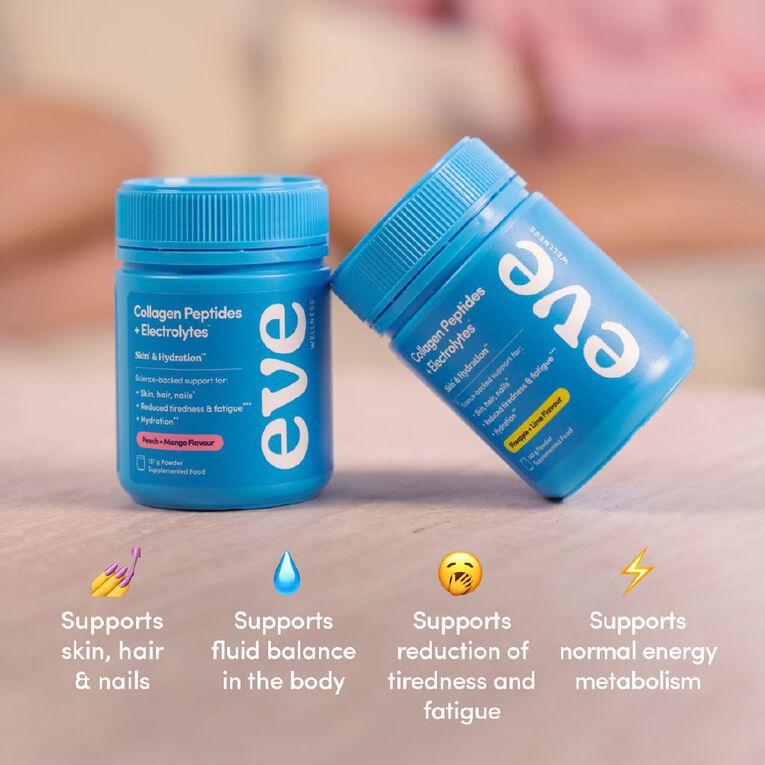 Eve Wellness Collagen Pep Electrolytes Peach Mango 137g, , hi-res