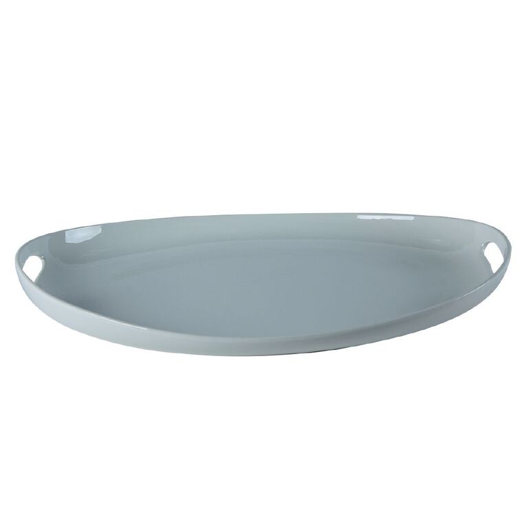 Living & Co Coupe Oval Platter with Cutout Handles Large White 55cm, , hi-res