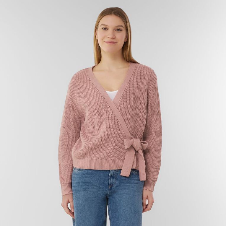H&H Women's Wrap Cardigan, Pink Mid, hi-res