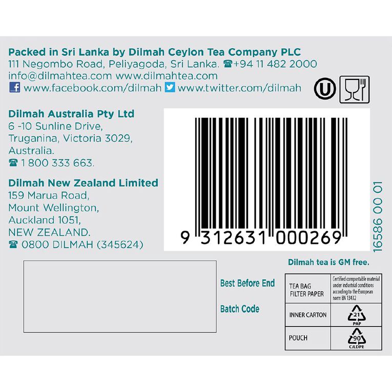 Dilmah English Breakfast 50 Tagless Tea bags, , hi-res