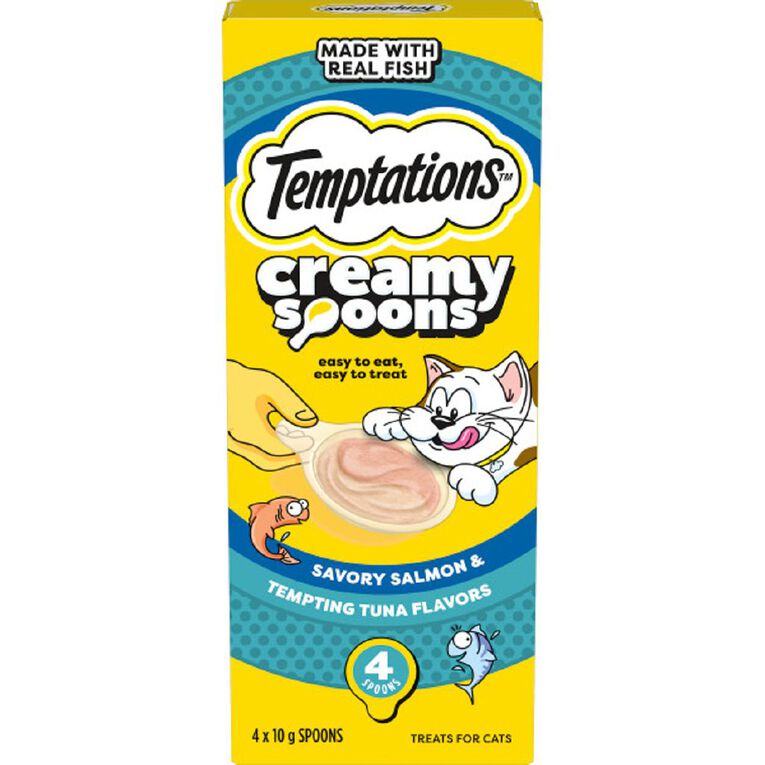 Temptations Cat Treats Spoons Salmon & Tuna 4x10g, , hi-res