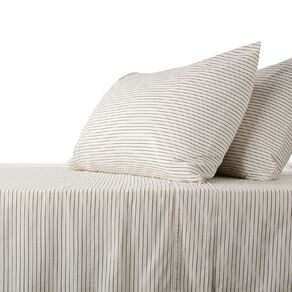 Living & Co 100% Printed Washed Cotton Sheet Set Natural