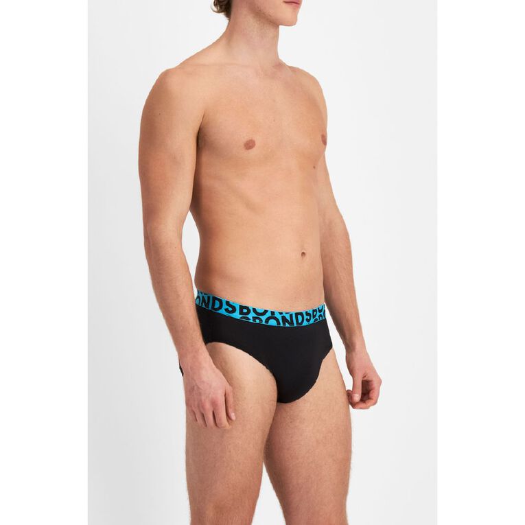 B FOR BONDS Men's Logo Briefs 4 Pack, Black, hi-res